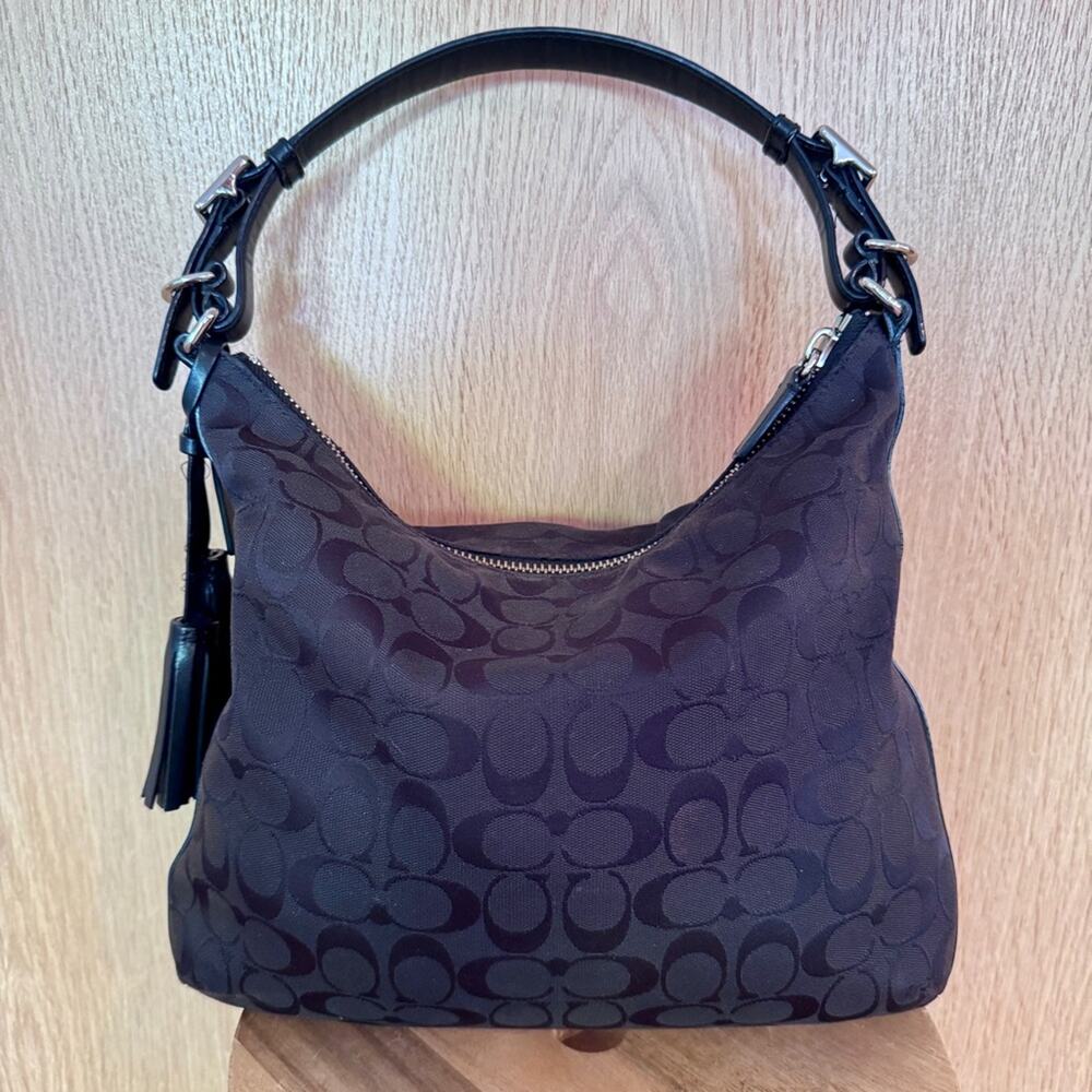 Coach Black on Black Logo Legacy Signature Courtenay Hobo shoulder Bag - Picture 3 of 12